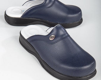 Zuecos ortopédicos para hombre, zuecos cómodos, zuecos de médico, zapatillas de hospital, base antideslizante, zuecos azul marino, zuecos azules, zuecos de enfermera, envío rápido