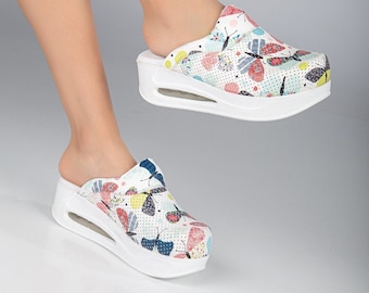 Butterfly Pattern Nurse Clogs, Orthopedic Slippers