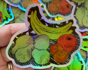 Holographic Fruit Bowl vinyl sticker