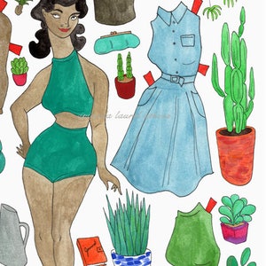 Gloria of the Greenhouse paper doll 8.5x11 print image 2