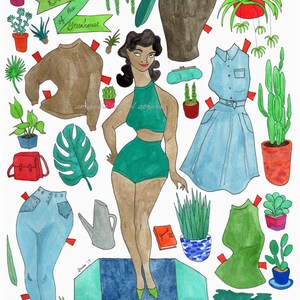 Gloria of the Greenhouse paper doll 8.5x11 print image 1