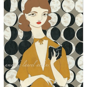 Las fases crecientes y menguantes de la carta lunar de inspiración vintage 8x10 impresas
