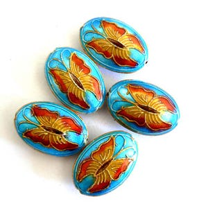 Multi Choice 4pc 25x16x7mm Handmade Cloisonne Beads Gold Plated Brass Butterfly Jewelry Making Design Beading