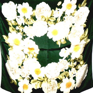 Multi Design 100% Mulberry Silk 35&quot; Square Scarf Wrap Shawl Belt Accessories for Woman Holiday Occasions Gift Floral Design