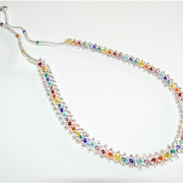 Multi-color Hand Beaded Necklace Daisy Flower Chain Jewelry Handmade Gift Holiday Birthday