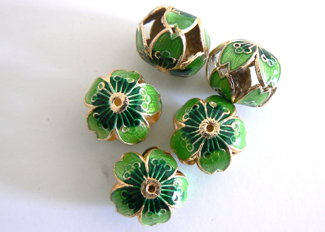 6pc Handmade Cloisonne Beads Open Rounds 14x17mm Gold Beading Etsy España