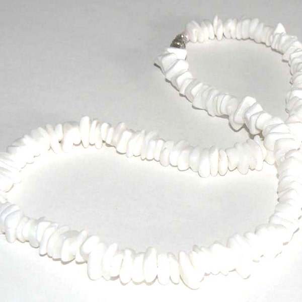 1 16inch Natural Puka Shell Chip Necklace Strand Beads White Square