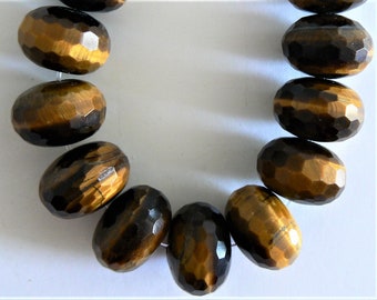 2pc Large AAA Quality Tiger Eye Faceted Round Bead Beads Gemstone Brown Jewelry Making