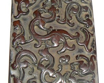 1 Extra Large Brown Cinnabar Bead Pendant Floral