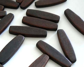 4pc Extra Long Oval Wood Beads Chocolate Brown b560