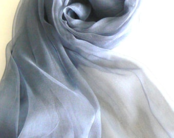 Multi-color Oblong 100% Silk Chiffon Sheer Scarf Belt Hand Rolled Edges Solid Color For Women Gift Holidays