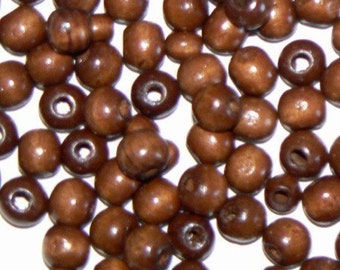 100 8mm Wood Beads 8mm Round Brown b832