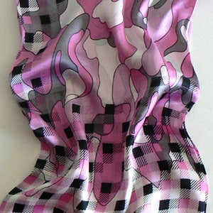 3 Choice of Color 100% Mulberry Silk 35&quot; Square Check Scarf Wrap Shawl Belt Accessories for Woman Holiday Occasions Gift