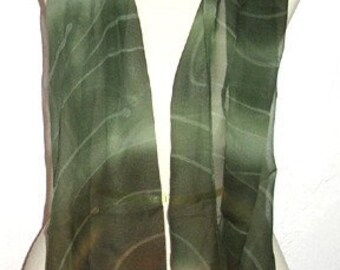 Handmade Oblong Silk Scarf Green