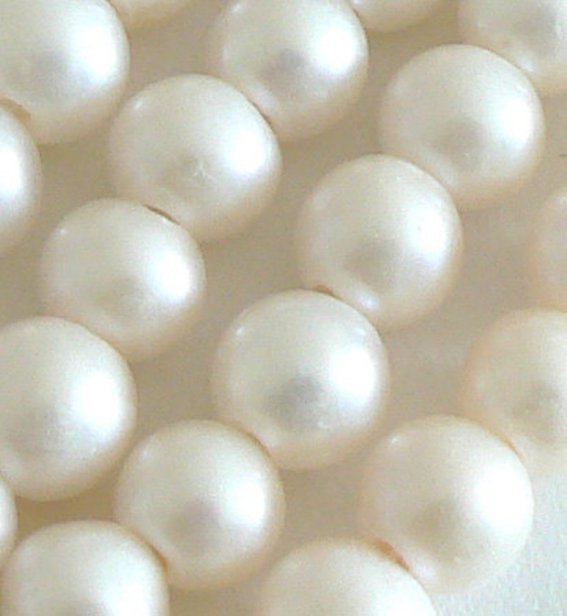 1 Strand Large 2mm Hole Freshwater Pearl Beads Round Potato Ivory White b2489