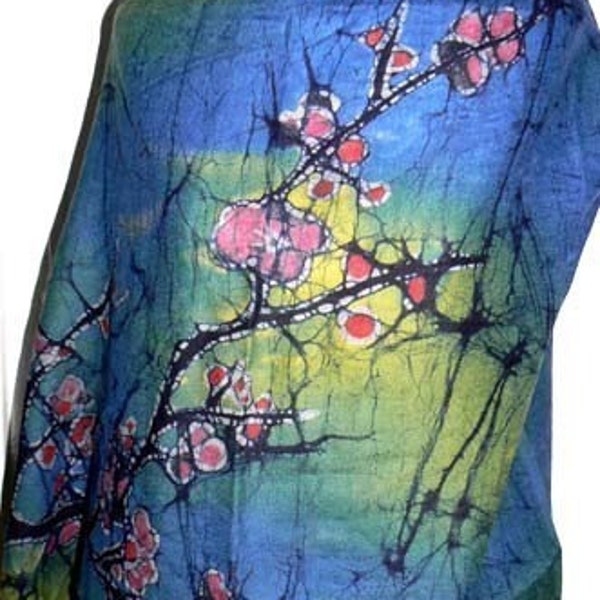 Batik Pashmina Wrap Shawl Cherry Blossom