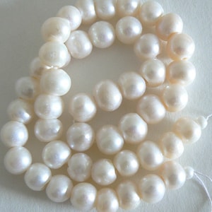20pc Large 1.5mm Hole Freshwater Pearl Beads Potato Ivory White Side Way Hole b2477