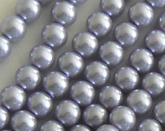 34inch Strands 6mm Pearl Glass Beads Round Larvender