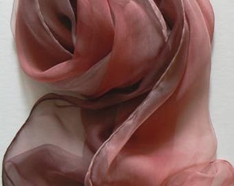 Multi-color Oblong 100% Silk Chiffon Hand Made Rainbow Veil Pure Silk Scarf Belt Hand Rolled Edges Women Gift Holidays