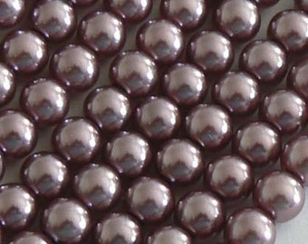 SALE 3 Stands 34inch Strands 6mm Pearl Glass Beads Round Purple