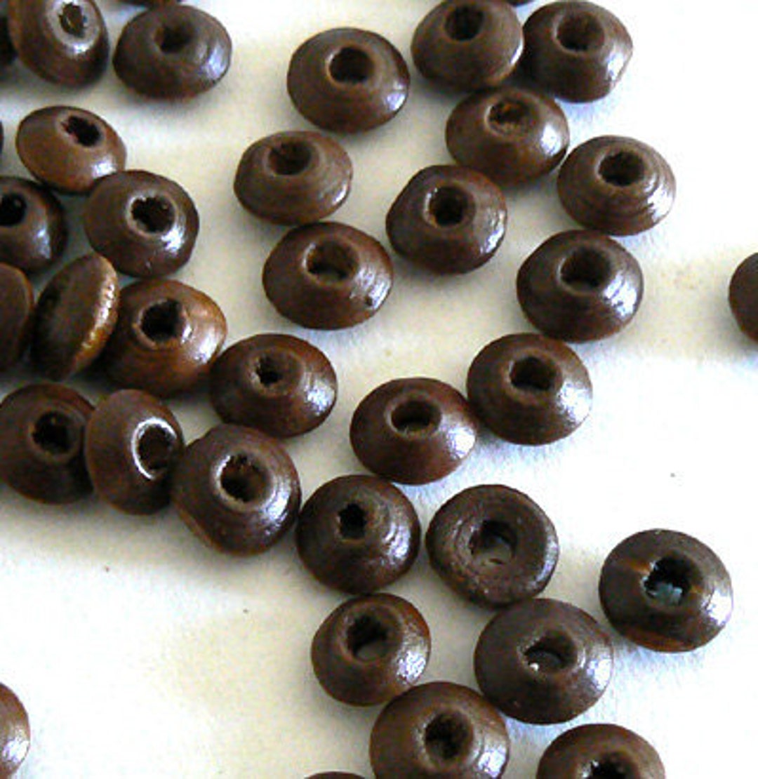 300 4x8mm Flat Wood Beads Jewelry Design Making Deep Brown Etsy