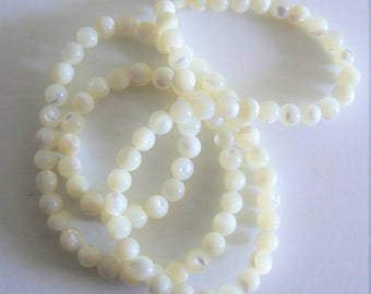1 16inch Strand 4mm Mother of Pearl Shell Beads Round Natrue White Beading Bead Jewelry Making