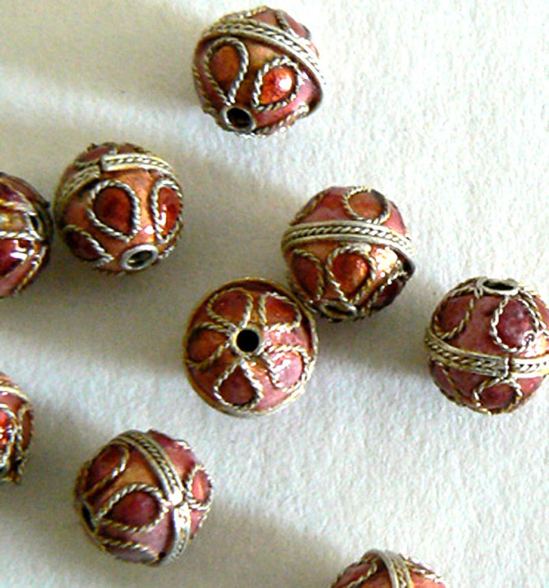 10pc 8.5mm Handmade Cloisonne Beads Round Ball Multicolor Etsy