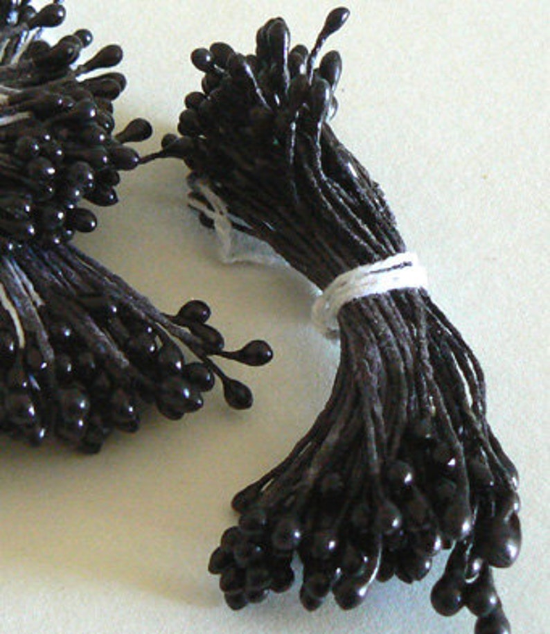 1 Bundle Flower Stamen Double Sided Pearl Black b2461 image 1