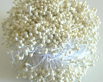 20 Bundles Flower Stamen Double Sided Pearl Ivory b2462