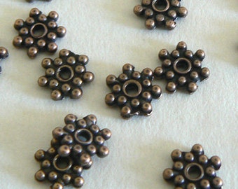 100pc 8mm High Quality Antique Copper Finish Spacers Beads Snow Flower b2543