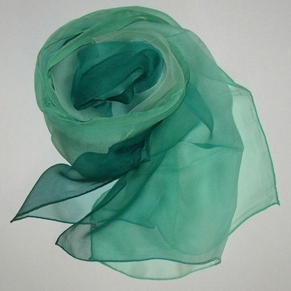 Foulard en soie Pure voile Rainbow à la main verts