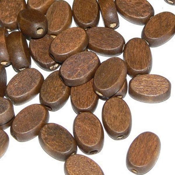 20 Fine Oval Wood Beads Chocolate Oval Flat Bead b835