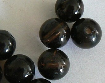 SALE 15PC 8mm Smoky Quartz Beads Round Jewelry Beading