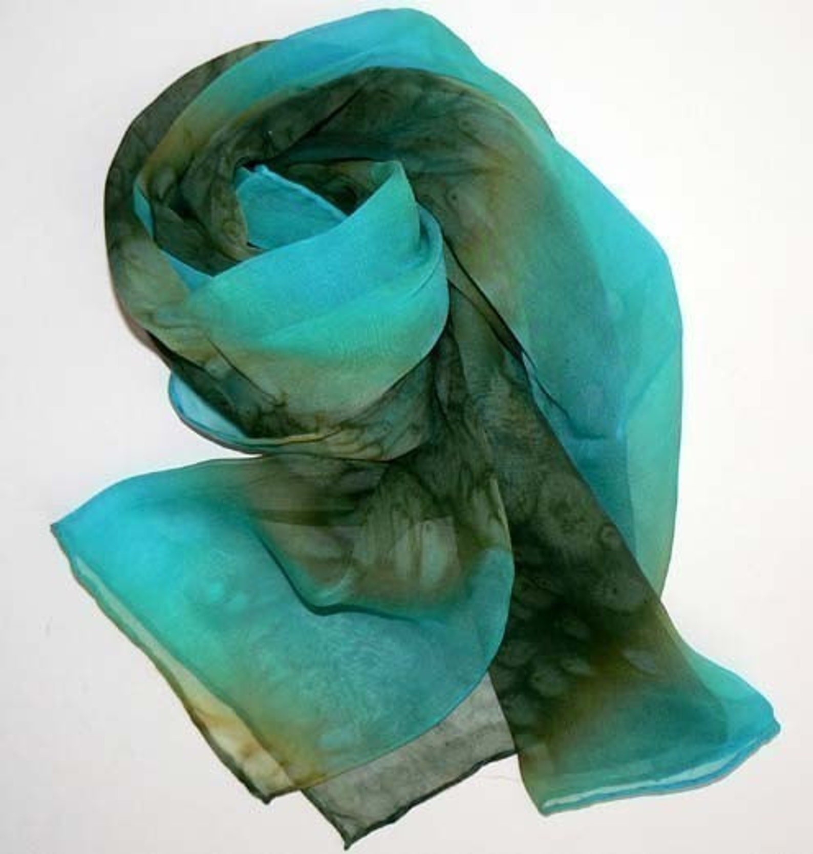 Green Forest Handmade Silk Scarf Etsy