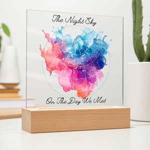 Carte des étoiles acrylique personnalisée, lumière LED, cadeau romantique pour couple, plaque ciel nocturne, carte des étoiles LED le jour où nous nous sommes rencontrés, carte des étoiles la nuit, personnalisée