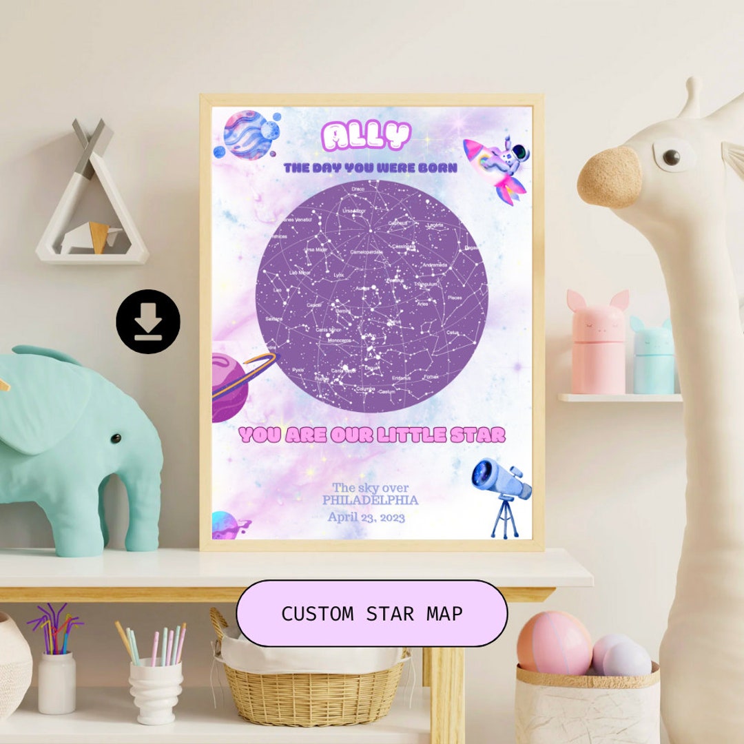 Custom Star Map SVG the Day You Were Born of the Night Sky Digital ...