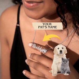 Personalized Pet Name Necklace: Custom Dog Cat Paw Jewelry