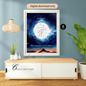 Custom Star Map SVG The Day You Were Born of the Night Sky Digital Personalized Star Map Anniversary Gift Night Sky Map Digital Download