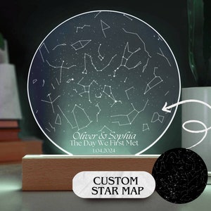 Carte des étoiles personnalisée par date veilleuse de carte des étoiles personnalisée lumières de carte LED ciel nocturne par date cadeau de fiançailles cadeau d'anniversaire personnalisé