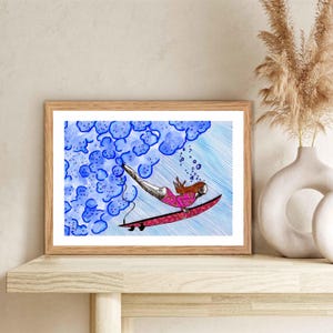 A3 Watercolor Poster &quot;Underwater&quot; - Surf - Wall Decor - Ocean Art - Underwater - Illustration Reproduction - Colors