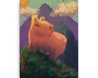 Capybara on a Hill Painting
