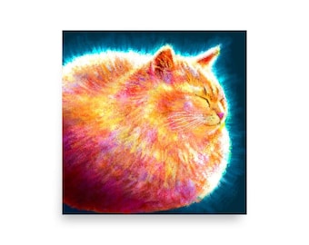 Feline Flows and Poses Collection - Loaf - Painting of a Round Ginger Cat