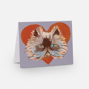 Grumpy Valentine Greeting Card - Blank Card with a Grumpy Cat and a Heart (Limited Quantities)