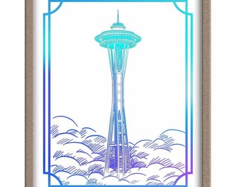 Seattle's Space Needle Landmark Foiled Print