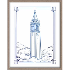 University of California, Berkeley&#39;s Sather Tower/Campanile Landmark Foiled Print