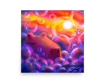 Capybara and Bubbles Painting