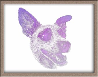 Beaming Dog Foiled Print (Ella)