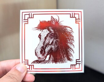 Chinesisches Sternzeichen Holo Sticker - 07 - Pferd