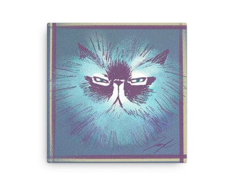 Grumpy Furball Painting of a Fluffy Grumpy Cat