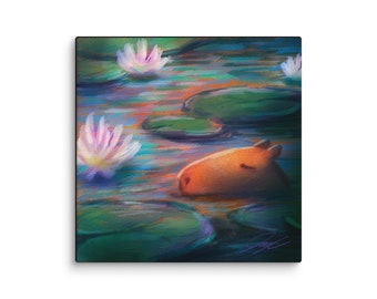 Capybara Among the Lilies Painting